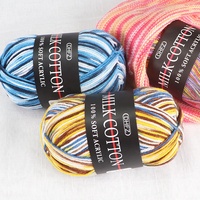 Fil à crocheter en coton de lait super doux multicolore, 12s/3, en gros, pour le tricot, le crochet, fil fantaisie teint pour la couture
