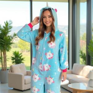 Pagliaccetto da <span class=keywords><strong>donna</strong></span> in <span class=keywords><strong>pile</strong></span> spesso unicorno morbido <span class=keywords><strong>pigiama</strong></span> - Product Image 5