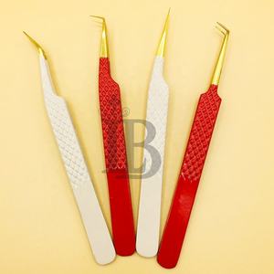 Meilleures ventes : Pince à épiler pour extensions de cils en vison, en acier inoxydable durable, avec logo, offre prix de gros, pointe dorée, prise en main ferme - Product Image 4