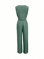 Ensemble deux pièces élégant pour femme : Crop top sans manches et pantalon large taille haute – Le best-seller uni