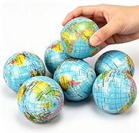 Balle anti-stress personnalisée en PU, forme globe terrestre, jouet à presser, anti-stress