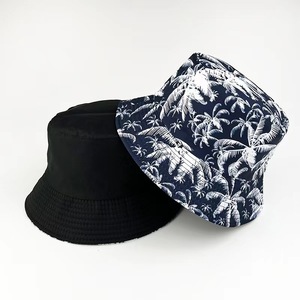 Nueva moda impresa palma de coco doble cara reversible cubo sombrero verano <span class=keywords><strong>playa</strong></span> <span class=keywords><strong>pescador</strong></span> gorra cubo sombrero - Product Image 3