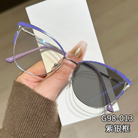 Gafas de Sol Fotocromáticas Anti-Luz Azul con Marco Metálico, Ligeras y Transparentes para Computadora, Diseño Ojo de Gato de Alta Gama para Mujer