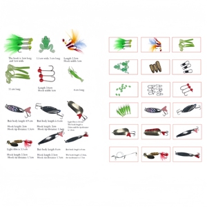 CZFIT Newbility Kit de pêche 439 pièces avec leurres, émerillons, agrafes, perles, hameçons, plombs, fils d'acier, anneaux brisés et cuillères métalliques - Product Image 2