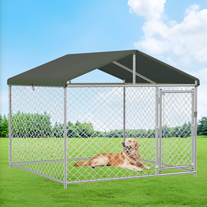 Large Outdoor Dog Kennel 120x120inch Heavy Duty Outside Dog Kennel With Roof, Galvanized Steel Dog Kennel Fence - Product Image 6