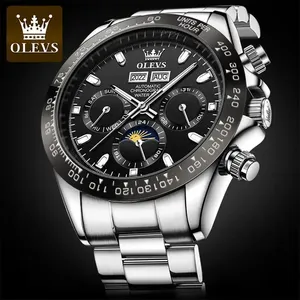 <span class=keywords><strong>Montre</strong></span> mécanique pour homme Olevs 6654, précise, fabriquée à Guangzhou, à bas prix, bracelet en acier inoxydable, résistante à l'eau, continue <span class=keywords><strong>de</strong></span> fonctionner, grande taille - Product Image 2