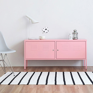 خزانة تلفزيون معدنية حديثة الطراز ببابين، خزانة تخزين معدنية للأطفال، أثاث منزلي - Product Image 2