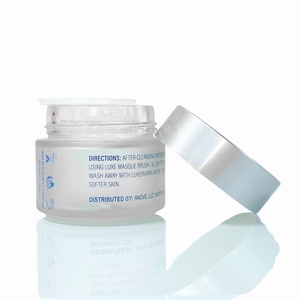 Silk Screening Cosmetic <b>Containers</b> Skin Care Face Cream 100g <b>clear</b> Frosted Glass Jar with Matte Silver Cap - Product Image 2