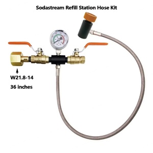 Estación de Recarga de CO2 para Cilindro Carbonatador Sodastream Tr21-4 con Manómetro de 250 Bares, Tubería Trenzada de Acero de 36 Pulgadas - Product Image 4