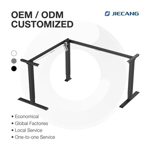 JIECANG 90 °   Escritorio <span class=keywords><strong>de</strong></span> Esquina Eléctrico Ergonómico Ajustable <span class=keywords><strong>de</strong></span> 3 Patas con Motor Único, Marco <span class=keywords><strong>de</strong></span> Escritorio <span class=keywords><strong>de</strong></span> Pie en Forma <span class=keywords><strong>de</strong></span> L - Product Image 1
