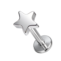 Piercing Labret en Titane ASTM F136 Plaqué Or Hypoallergénique Étoile à Cinq Branches pour Hélix, Tragus, Cartilage