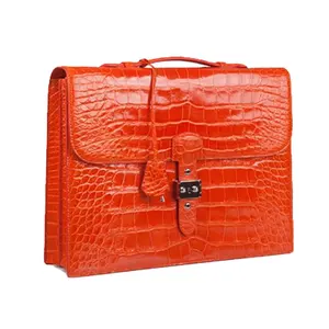 Sac porte-documents en cuir de crocodile véritable exotique de haute qualité pour hommes sac de luxe d'affaires en peau de crocodile véritable