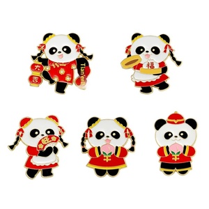 Broche de Panda de Ano Novo, Estilo Chinês, Festivo, Desenho Animado, com Tema Animal, Técnica de Esmalte a Óleo, para o Festival da Primavera - Product Image 5