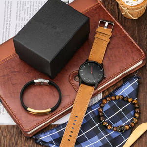 Montres de mode pour hommes Quartz <span class=keywords><strong>Bracelet</strong></span> en <span class=keywords><strong>cuir</strong></span> Simple 44mm Cadran <span class=keywords><strong>Bracelet</strong></span> 3pcs Ensemble <span class=keywords><strong>Montre</strong></span> Accessoires pour hommes Acheter en vrac - Product Image 5