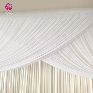 सफेद शिफॉन सरासर हाथीरी पृष्ठभूमि डिजाइन, शादी के लिए रोस की जेब के साथ 5*10 फीट - Product Image 4