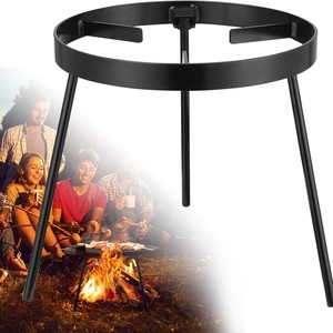 Support de cuisson sur trépied pour feu de camp, en acier au carbone noir, 9,8 pouces de hauteur, support pour foyer extérieur, pour camping et grillades - Product Image 1