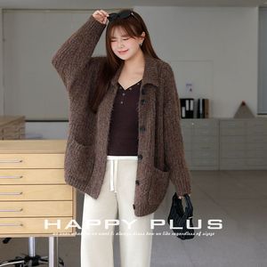 รันฉีเสื้อสเวตเตอร์ถักคอวีสำหรับผู้หญิงไซส์ใหญ่ แขนยาว สีพื้น ปักลาย รุ่น N9315 - Product Image 5