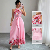 Robe longue plissée à imprimé floral et taille élastique pour femme, nouvelle mode printemps 2026