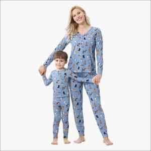 Pijamas Familiares Personalizados de Bambú, Conjuntos con Estampados Festivos a Juego, Pijamas para Mujer, Conjuntos de Dos Piezas para Niños - Product Image 4
