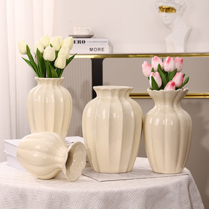 Juego de Jarrones de Cerámica Mystic Arts, Color Blanco Lechoso, Estilo Moderno Minimalista, Decoración para el Hogar, Decoración de Mesa de Sala de Estar, Flores Secas - Product Image 2