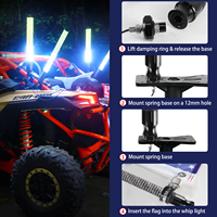 Antenne personnalisée 1.75 pouces COB Hyper Chips Flagpole Light Chasing RGB LED Fat Whip Light avec APP et télécommande RF pour ATV UTV