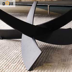 Phòng khách Bàn cà phê chân đen kim loại tối giản thấp travertine bên bàn trung tâm khách sạn cuối bàn ghế sofa nhỏ - Product Image 6