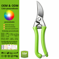 Gunting Pangkas Baja Karbon 55 Pegangan Karet Manual Bypass Pruner untuk Cabang Pohon, Pohon Buah, Batang Bunga, Tangan Kanan, Lubang 4.5cm