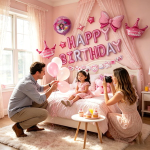 Bộ bóng bay chúc mừng sinh nhật cho trẻ em, phụ kiện trang trí tường làm nền cho tiệc sinh nhật dành cho bé trai và bé gái, năm đầu đời của bé - Product Image 3