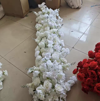 Rangkaian Bunga Pernikahan 2M Custom Ready Artificial Silk Real Touch untuk Meja dan Lorong, Warna Putih dan Pink
