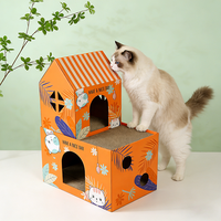 Vente en gros directe usine, Maison pour chat en carton ondulé personnalisée à imprimé vintage, Style artistique pour la maison, Best-seller de lit pour animaux de compagnie pour le commerce international