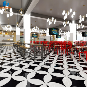 Nuevo Azulejo de Porcelana Floral Blanco y Negro Brillante 2026 de 800x800mm para Pisos Comerciales - Product Image 3