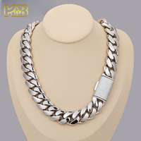 Chaîne cubaine en moissanite VVS de 20 mm, collier en argent sterling glacé, bijoux hip-hop avec fermoir boîte |   Dropshipping disponible