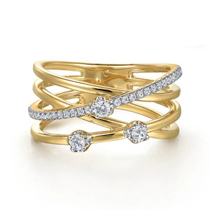Anello Crossover Bicolore per Donne, Elegante Gioiello da Dito alla Moda - Product Image 1