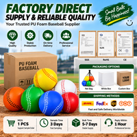 Balle de baseball en mousse PU colorée de 70 mm pour entraînement, jouet anti-stress, équipement d'entraînement de baseball, logo personnalisé, usine OEM ODM