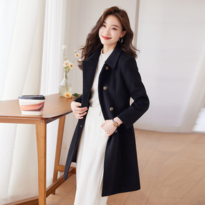 Otoño/Invierno <span class=keywords><strong>Abrigo</strong></span> clásico <span class=keywords><strong>de</strong></span> lana con doble botonadura <span class=keywords><strong>Abrigo</strong></span> largo <span class=keywords><strong>de</strong></span> lana para mujer - Product Image 5