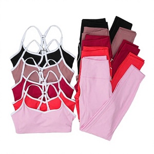 Conjunto de Yoga para Mujer, Leggings de Cintura Alta, Sujetador Deportivo con Espalda Cruzada, 2 Piezas, Ropa Deportiva Personalizada - Product Image 3