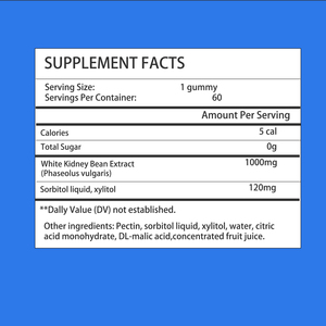 Gummies à l'extrait de haricot blanc avec logo personnalisé, contenant 1000 mg avec xylitol, l'extrait de haricot blanc soutient le système immunitaire - Product Image 2