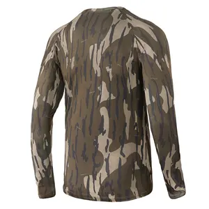 Camiseta masculina ultrafina de secagem rápida, camiseta camuflada de verão, para caça, pesca, caminhadas, protetor solar com capuz, caçador, manga longa