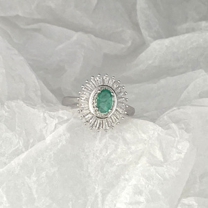 925 Sterling Silver Classic Eternity <strong>Ring</strong> <strong>Columbian</strong> Genuine <strong>Emerald</strong> Oval Cut Natural Gemstone Luxury Jewelry Gift for Mother's - Product Image 2