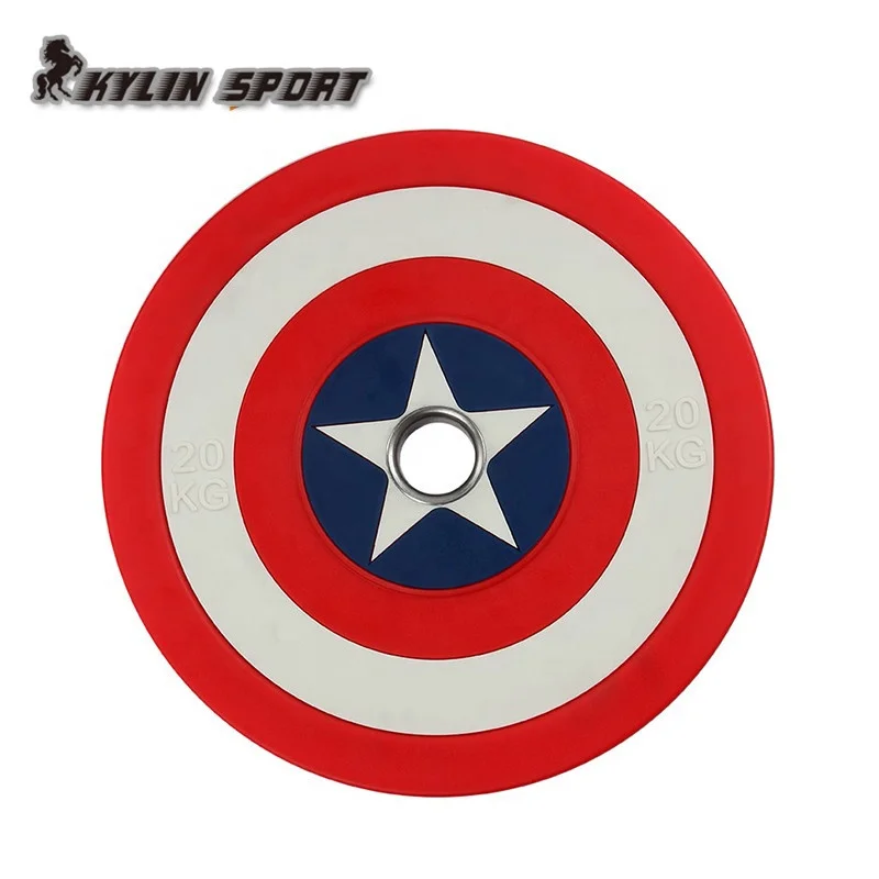 Kylinsport captain weightlifting bumper plate america weights weight plate captain america