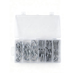 Lot de 113 <span class=keywords><strong>vis</strong></span> autoperceuses à œil et crochets avec chevilles d'expansion en plastique, kit de fixation murale auto-perceuse - Product Image 1