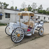 Chariot Citrouille Cendrillon Cœur Creux à Châssis en Fer avec Frein Hydraulique Électrique pour Mariage, Parc et Décoration Photo