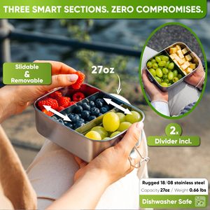 Bencircle CS05 Stainless steel food <b>storage</b> container, outdoor picnic box, food-grade office lunch box, double-locking lunch box - Product Image 6