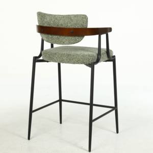 كرسي بار عصري متين ومريح مع إطار معدني وظهر خشبي منحني، مناسب للاستخدام في غرفة الطعام، غرفة النوم، الأماكن الخارجية، غرفة المعيشة، والمدرسة. - Product Image 4