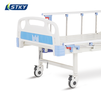 Lit d'hôpital manuel 1 manivelle, acier 1,0 mm, lit de soins réglable à une fonction avec matelas, table d'opération, support de perfusion, CE