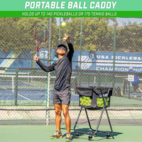 Chariot portable léger en acier pour balles de pickleball, sac de transport en tissu Oxford pour 120 balles de tennis et 100 balles de pickleball, utilisation extérieure