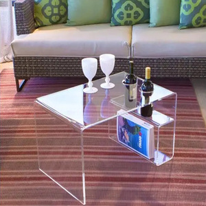 <span class=keywords><strong>Transparente</strong></span> de plexiglás de acrílico <span class=keywords><strong>transparente</strong></span>, <span class=keywords><strong>mesa</strong></span> de café con Magazine Rack - Product Image 2