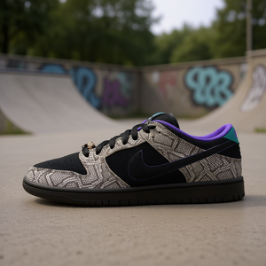 Chaussures de skateboard Nike Dunk SB Low Top, noir et marron, unisexe, tige synthétique, semelle extérieure en caoutchouc, à lacets, toutes saisons - Product Image 2