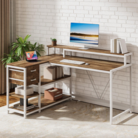Bureau de travail modulaire simple, mobilier de bureau, bureau d'ordinateur en bois en forme de L avec étagères, bureau d'ordinateur d'angle