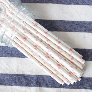 Joinhot Paper Straws White With Pink Stars Disposable Biodegradable For Party Wedding - Product Image 4